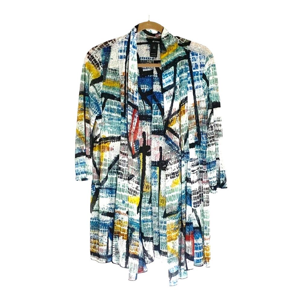 Ali Miles sz LG Mesh Opend Front Jacket Cardigan Lagenlook Art to Wear !‎